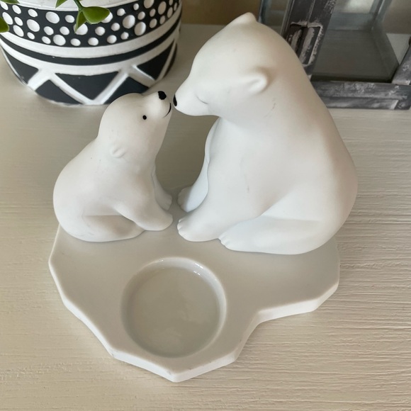 PartyLite Polar Bear Tealight Holder Mother's Love White Winter Holiday P91131 - Picture 3 of 6